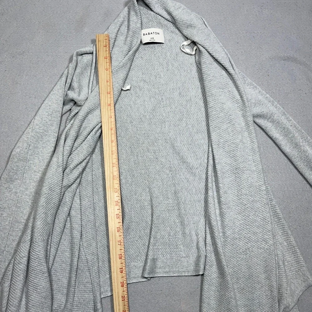 Babaton Cardigan Women XXS Open Front Drape Knit Heather Grey Minimalist Classic